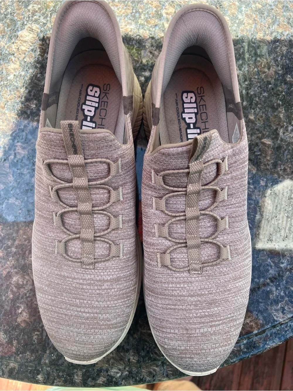 Skechers Men's Slip-On Loafers in Taupe Knit